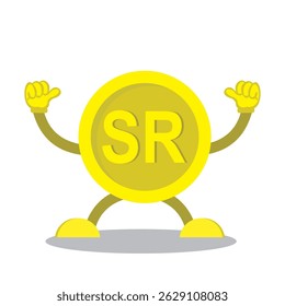 cartoon coin with thumbs up pose. cartoon coin design isolated on white background.