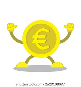 cartoon coin with thumbs up pose. cartoon coin design isolated on white background.