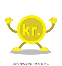 cartoon coin with thumbs up pose. cartoon coin design isolated on white background.