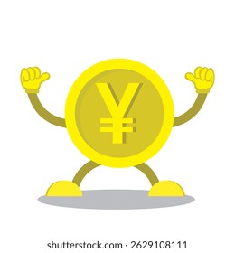 cartoon coin with thumbs up pose. cartoon coin design isolated on white background.