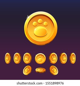Cartoon coin for web, game or interface. Vector illustration game art,animation for apps. Finance concept business.