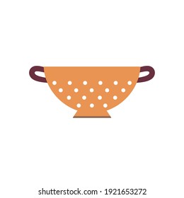 cartoon colander isolated on white background, vector illustration in flat style