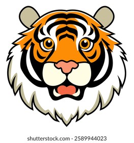 Cartoon Coll Tiger Head Vectors Illustration