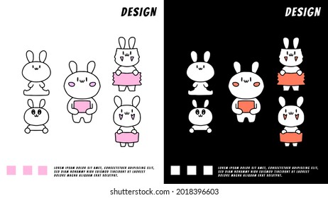 cartoon collection of cute bunny. illustration for t shirt, poster, logo, sticker, or apparel merchandise.