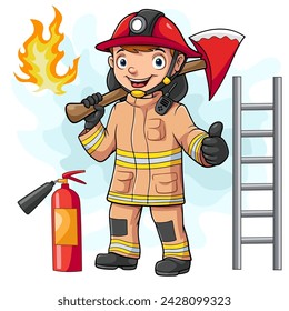Cartoon collection of fire equipment