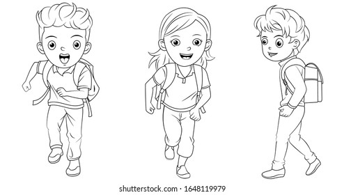 Colección de caricaturas de divertidos estudiantes