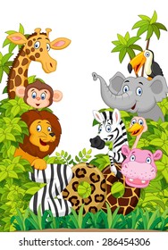 Cartoon collection happy animal of zoo 