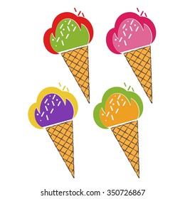 Cartoon collection of Ice Cream illustrations. Vector