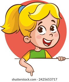 Cartoon collection of little boy portraits. Different kids and various gestures holding empty whiteboard. Lots of copy space for your text and logo.