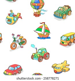 Cartoon collection  of Transportation seamless pattern vector
