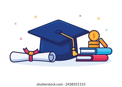 Cartoon college education scholarship concept