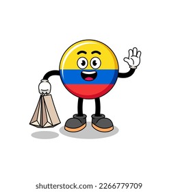 Cartoon of colombia flag shopping , character design