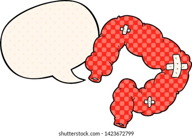cartoon colon with speech bubble in comic book style