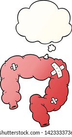 cartoon colon with thought bubble in smooth gradient style