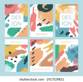 Cartoon Color Abstract Paint Blotches Concept Template Flyer Banner Card Flat Design Style for Business. Vector illustration