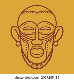 Cartoon Color African Ethnic Tribal Masks Icon. Native tribal and religious elements of ancient maya culture and civilization. Flat cartoon vector illustrations isolated on white background