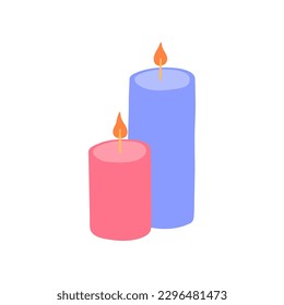 Cartoon Color Aromatherapy Concept Different Wax Candle Set Flat Design Style. Vector illustration of Aroma Therapy