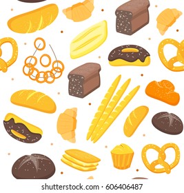 Cartoon Color Bakery Background Pattern Can Be Used For Web Design Cafe and Restaurant. Vector illustration