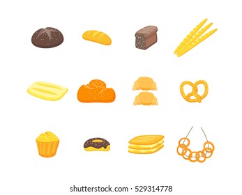 Cartoon Color Bakery Set. Vector