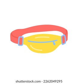 Cartoon Color Casual Waist Bag Belt Summer Vacation Concept Flat Design Style Isolated on a White Background. Vector illustration
