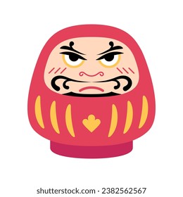 Cartoon Color Character Daruma Icon Flat Design Style Japanese Traditional Doll Bodhidharma Zen Concept Symbol of Buddhism. Vector illustration
