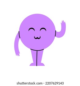 Cartoon Color Character Geometric Comic Creature Violet Circle Flat Design Style Isolated on a White Background. Vector illustration