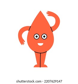 Cartoon Color Character Geometric Comic Creature Red Drop Flat Design Style Isolated on a White Background. Vector illustration