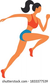 Cartoon Color Character Person Woman Running. Flat Design Style. Vector illustration
