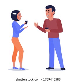 Cartoon Color Characters People Couple Talk Concept Flat Design Style. Vector illustration of Relationship