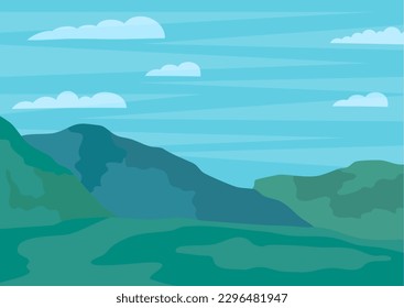 Cartoon Color Chinese Traditional Landscape Scene Flat Design Style Tranquility, Harmony and Zen Concept. Vector illustration