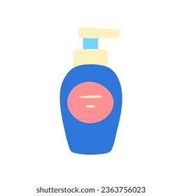 Cartoon Color Cosmetic Container Beauty Product Bottle with Press Pump Concept Flat Design Style. Vector illustration