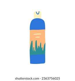 Cartoon Color Cosmetic Container Herbal Beauty Product Plastic Bottle for Woman Concept Flat Design Style. Vector illustration