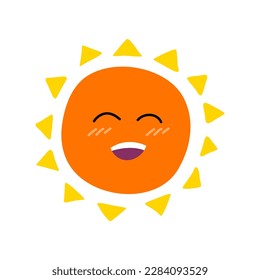 Cartoon Color Cute Character Sun Icon Sunlight Concept Flat Design Style. Vector illustration of Mascot Star