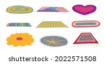 Cartoon Color Different Carpets or Rugs Icons Set Flat Design Style. Vector illustration of Carpet or Rug Icon