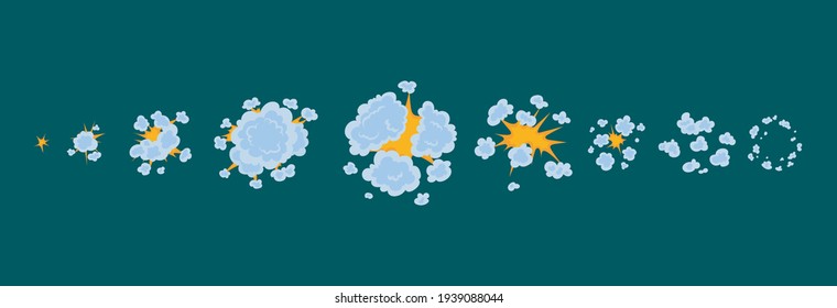Color de caricatura Diferente Efecto de explosión de etapa establecido para el concepto de juego de animación Estilo de diseño plano. Ilustración vectorial de Storyboard Bang