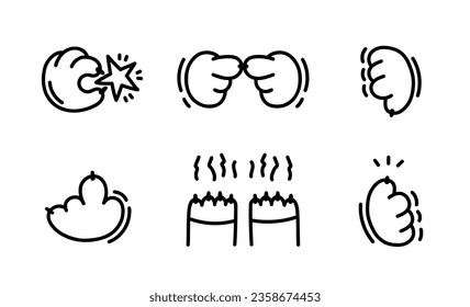 Cartoon Color Different Types of Paws Gestures. Vector illustration of Cat Paws. Various Paw Gestures of Cats. Middle finger, Rating, Like, Dislike, Shy. Vector Illustration In Doodle Style