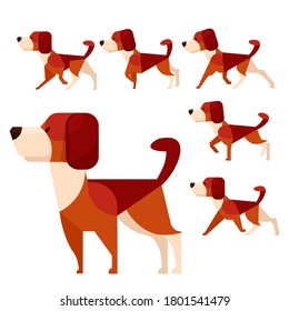 Cartoon Color Dog Animation Characters Icons Set Flat Design Style. Vector illustration of Funny Pet Breed Puppy