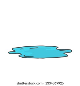 Cartoon color doodle wet puddle. Vector illustration on white background.