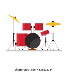 Cartoon Color Drum Kit or Set. Vector