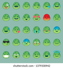 Cartoon Color Emoticons Sign Icon Set Include of Sad, Smiley, Angry, Love and Cry Expression. Vector illustration of Icons