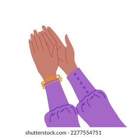 Cartoon Color Female Clapping Human Hands Celebration and Success Concept Flat Design Style. Vector illustration of Applause