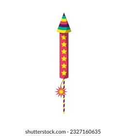 Cohete de Firecracker de color o pirotecnia para Sky Icon Plano Diseño Plano Celebración Fiesta de Fiesta de Fiesta. Ilustración del vector