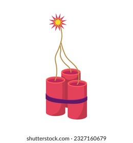 Cartoon Color Firecracker or Pyrotechnics Rocket Icon Flat Design Style Celebration Holiday Birthday Party Concept. Vector illustration