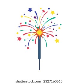 Cartoon Color Firecracker Sparkler o Pyrotechnics Rocket Icon Diseño Plano Celebración Fiesta de Fiesta de Fiesta. Ilustración del vector