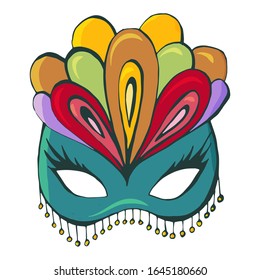 Cartoon color hand drawn vector carnival mask 