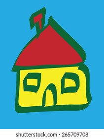 cartoon color house icon,  vector illustration
