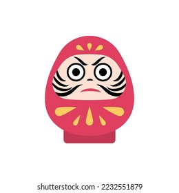 Cartoon Color Japanese Toy Daruma Flat Design Style Isolated on a White Background . Vector illustration of Traditional Doll Bodhidharma