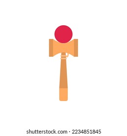 Color de la caricatura Juguete japonés de madera Kendama Estilo de diseño plano aislado en un fondo blanco . Ilustración del vector