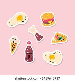 Cartoon Color Jelly Candy in Form of Food Set Concept Flat Design Style. Vector illustration