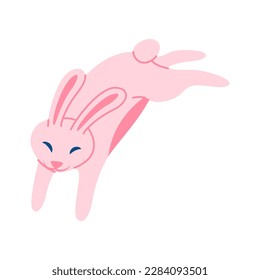 Cartoon Color Jump Character Moon Rabbit Mid Autumn Festival Concept Flat Design Style. Vector illustration of Traditional Asian Mascot